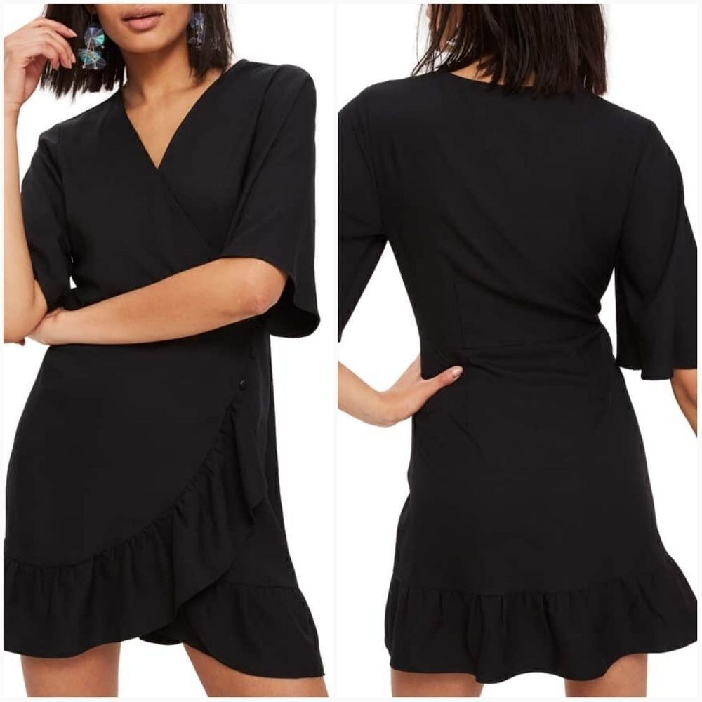 Topshop Black Ruffle Minidress